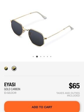 Meller EYASI Gold Frame Sunglasses with Black Lenses
